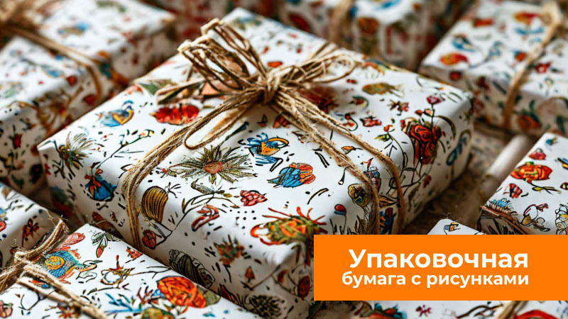 Упаковочная бумага с рисунками Упаковочная бумага с рисунками
